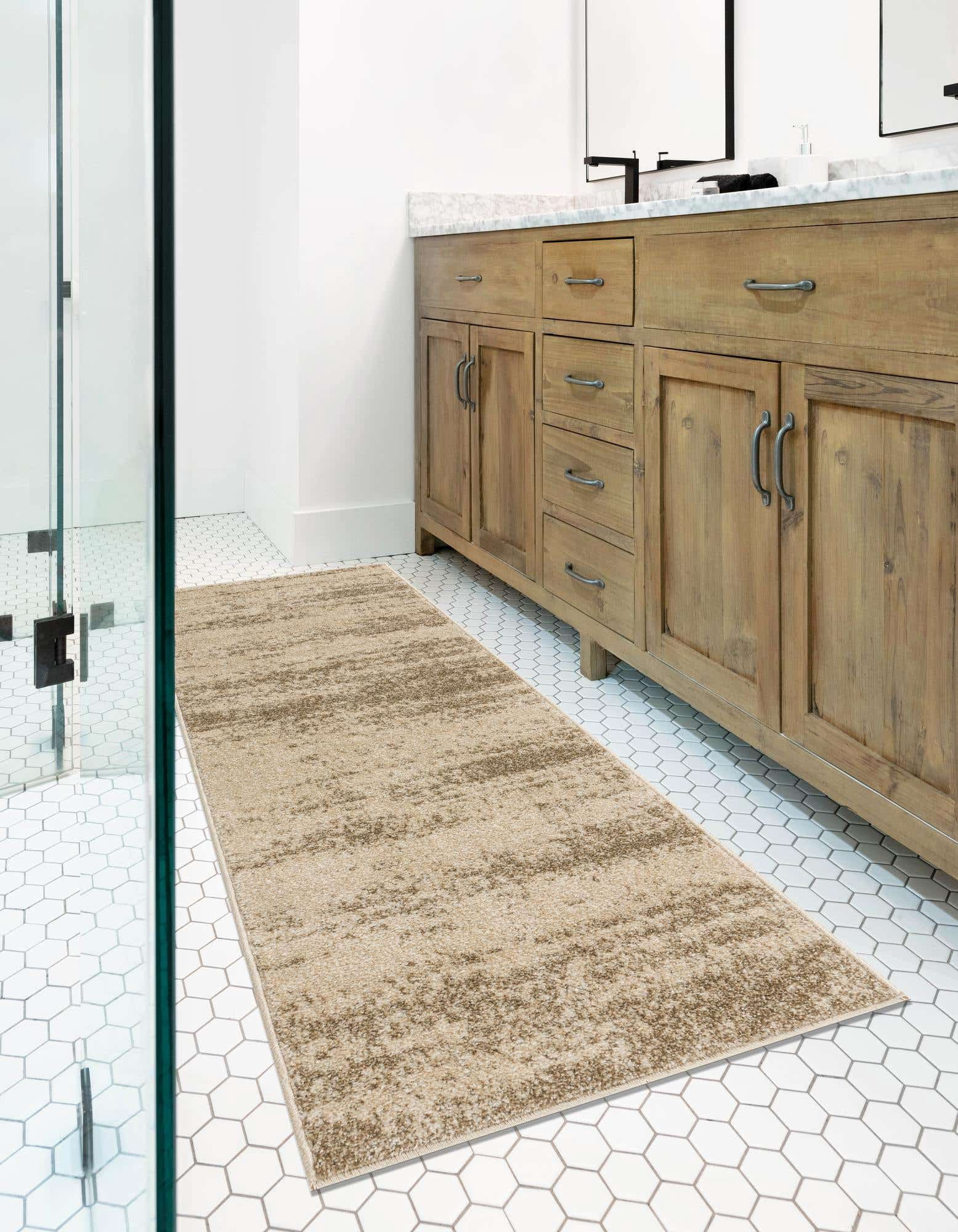 Rugs.com Angelica Collection Rug – 8 Ft Runner Bone Beige Medium Rug Perfect For Hallways, Entryways