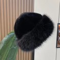 thumbnail image 3 of ievspot Women Winter Hat Thick Plush Faux Fur Heat Retention Windproof Mongolia Style Bucket Hat Outdoor Cycling Skiing Panama Cap, 3 of 8