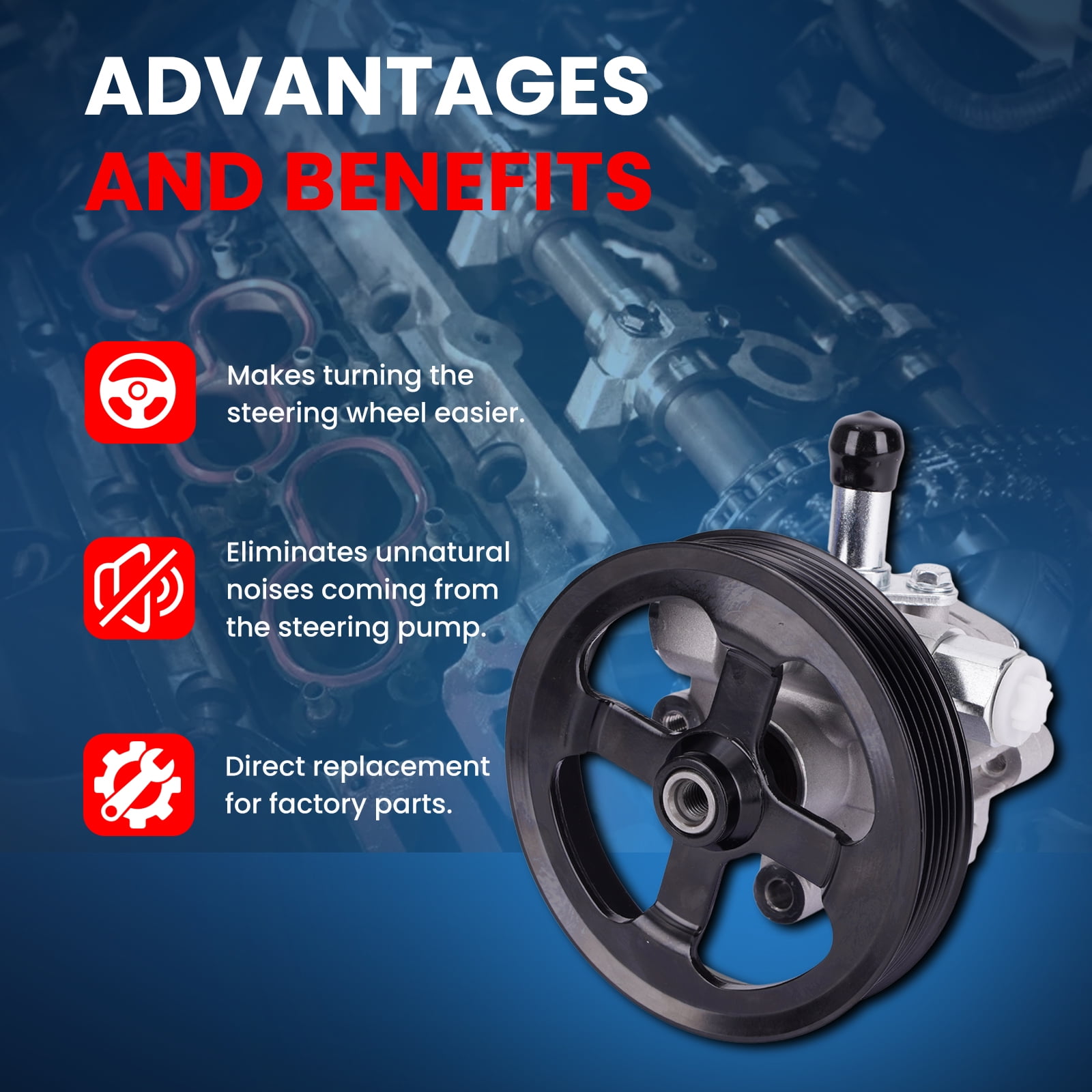 MOCA AUTOPARTS Power Steering Pump Fit for 2007-2017 Jeep Compass 2.0L 2.4L & 2007-2012 Dodge Caliber 2.0L 2.4L