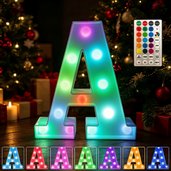 Colorful LED Marquee Letter Lights with Remote - Color Changing Alphabet Light, USB & Battery Operated Party Bar Decor for Home, Wedding & Christmas