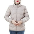 thumbnail image 4 of Zedker Puffer Jacket Womens Winter Warm Zip Up Soft Casual Outerwear Coat,Plus Size Beige XXL, 4 of 5