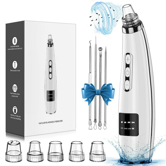 Blackhead Remover Pore Vacuum Upgraded Facial Pore Cleaner Electric Comedone Whitehead Extractor Tool-5 Suction Power,5 Probes,USB Rechargeable Blackhead Vacuum Kit for Women &amp; Men