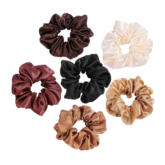 HLONK6 Pcs Chouchous en Satin Élastiques Doux Ensemble de Attaches pour Femmes Adolescentes Porte-Queue de Cheval