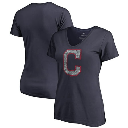Cleveland Indians Logo Charm - Cleveland Indians Fanatics Branded Women's Static Logo V-Neck T-Shirt - Navy