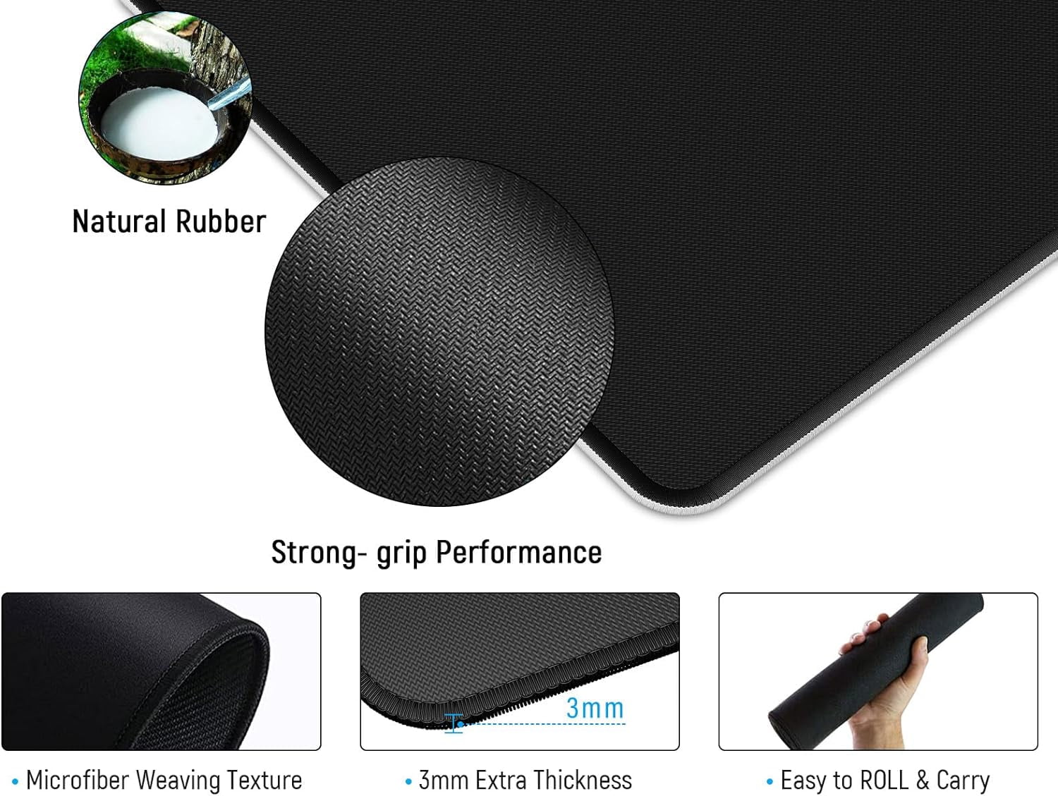 White Topographic Large Gaming Mouse Pad, XXL Mousepad, Big Mouse Mat Desk Pad for Keyboard and Mouse, Gaming Computer Laptop PC Desk Office Accessories