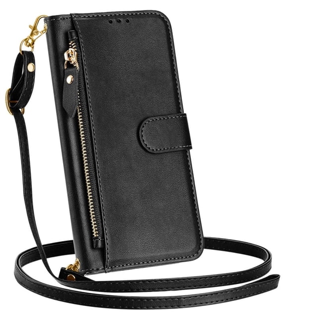 Case For Samsung Galaxy S26 Ultra/S26 Plus/S26, PU Leather Shell With Adjustable Detachable Lanyard Card Slot Kickstand Cover
