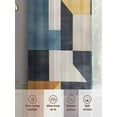 thumbnail image 6 of Abstract Stitching Sheer Curtains 84 Inches Long 2 Panels White Orange Blue Stripe Art Light Filtering Semi Sheer Window Curtains Drapes for Bedroom Living Room 52"x84", 6 of 7