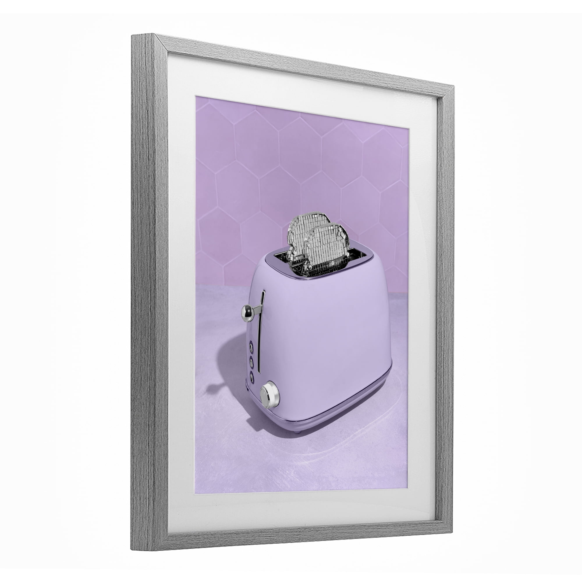 Stupell Industries Disco Toast over Purple Gray Framed Print Under Glass, design by LISH Creative