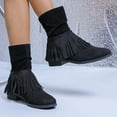 thumbnail image 4 of kakina CMSX Western Cowboys Boots for Women,Fashion Fringe Tassel Cowgirls Ankle Booties Pointy Toe Chunky Block Heel Zipper Short Boots9.5(43), 4 of 9