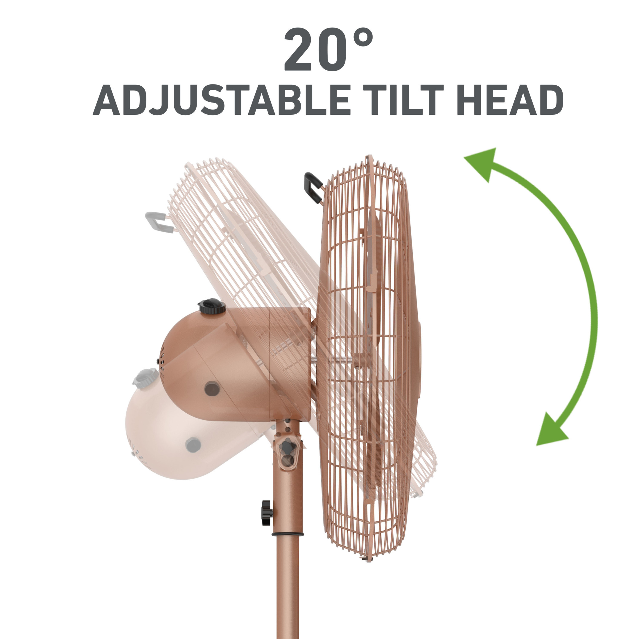 Holmes 16 Inch Oscillating Stand Fan 3 Speed Tilt Head Pedestal Brushed Copper