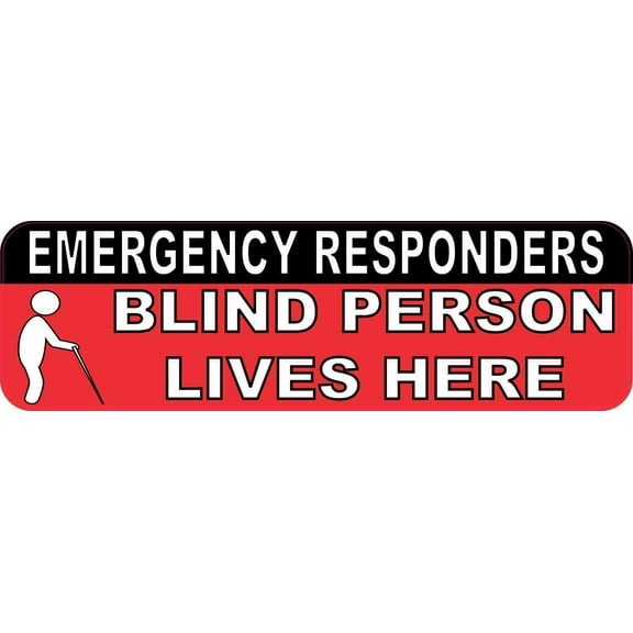 10in x 3in Symbol Blind Person Lives Here Sticker
