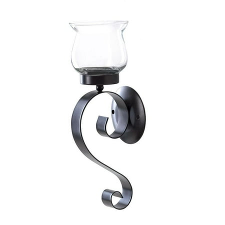 Votive Wall Decorative Wall Sconce Candle Holder, Scrolling Votive Pillar Candle Sconce Glass (Sold by Case, Pack of 12) ()