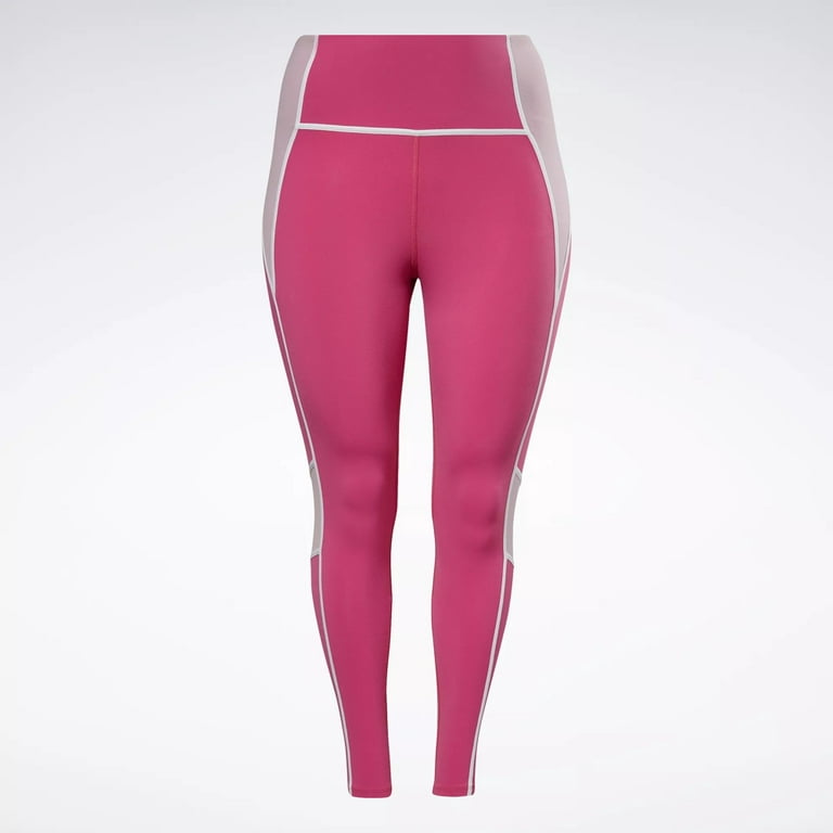 Reebok Women's Plus Size Lux High-Rise Leggings, Semi Proud Pink/White  Color Blocking, 1 X-Large 