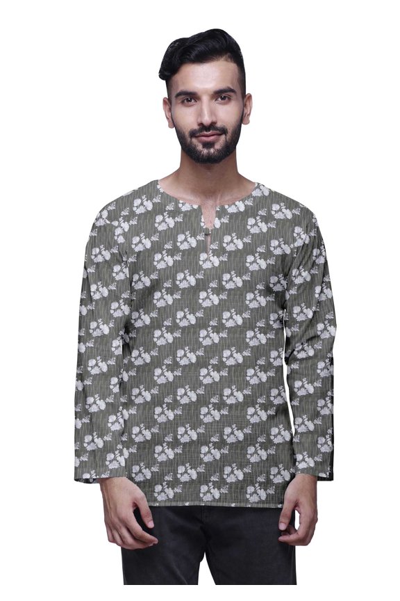 Indian Traditional Kurta For Men Keyhole Neck Short KurtaÂ&nbsp;ShirtÂ&nbsp;For Boys