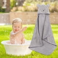 thumbnail image 4 of Bebé Toalla con capucha Lavar Bañera Albornoz de playa Toallas infantiles Gris Sunnimix Toallas con capucha de Babie, 4 of 7
