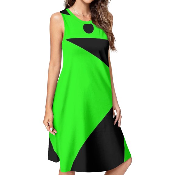 Shego Halloween Costume Spring Summer Dresses for Women Fashion T-shirt Dress Casual Sleeveless Loose Sundress with Pockets