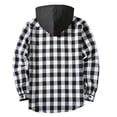 thumbnail image 5 of Fabrcox S-4XL Men's Hooded Flannel Shirt Jacket Long Sleeve Button Down Mens Plaid Shacket with Chest Pocket Casual Oversized Hoodies Coat White L, 5 of 10