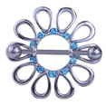 thumbnail image 1 of Anillo de pezón con diamantes de imitación en forma de flor hueca, piercing antialérgico, joyería para el cuerpo (azul), 1 of 5