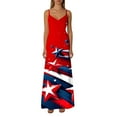 thumbnail image 6 of Vetsdori Summer Maxi Dress for Women's Red White and Blue Star Print Slip Dress 4th of July Ankle Length Tank,V-Neck Backless Womens Dresses Patriotic, 6 of 7