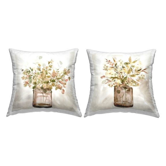 Stupell Industries Earthy Garden Bouquets Decorative Printed Throw Pillow Design by Carol Robinson.
