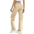 thumbnail image 4 of ManxiVoo Women's Lightweight Cargo Pants Adjustable Waist Straight Leg Athletic Travel Hiking Casual Comfortable Outdoor L Size Beige, 4 of 6