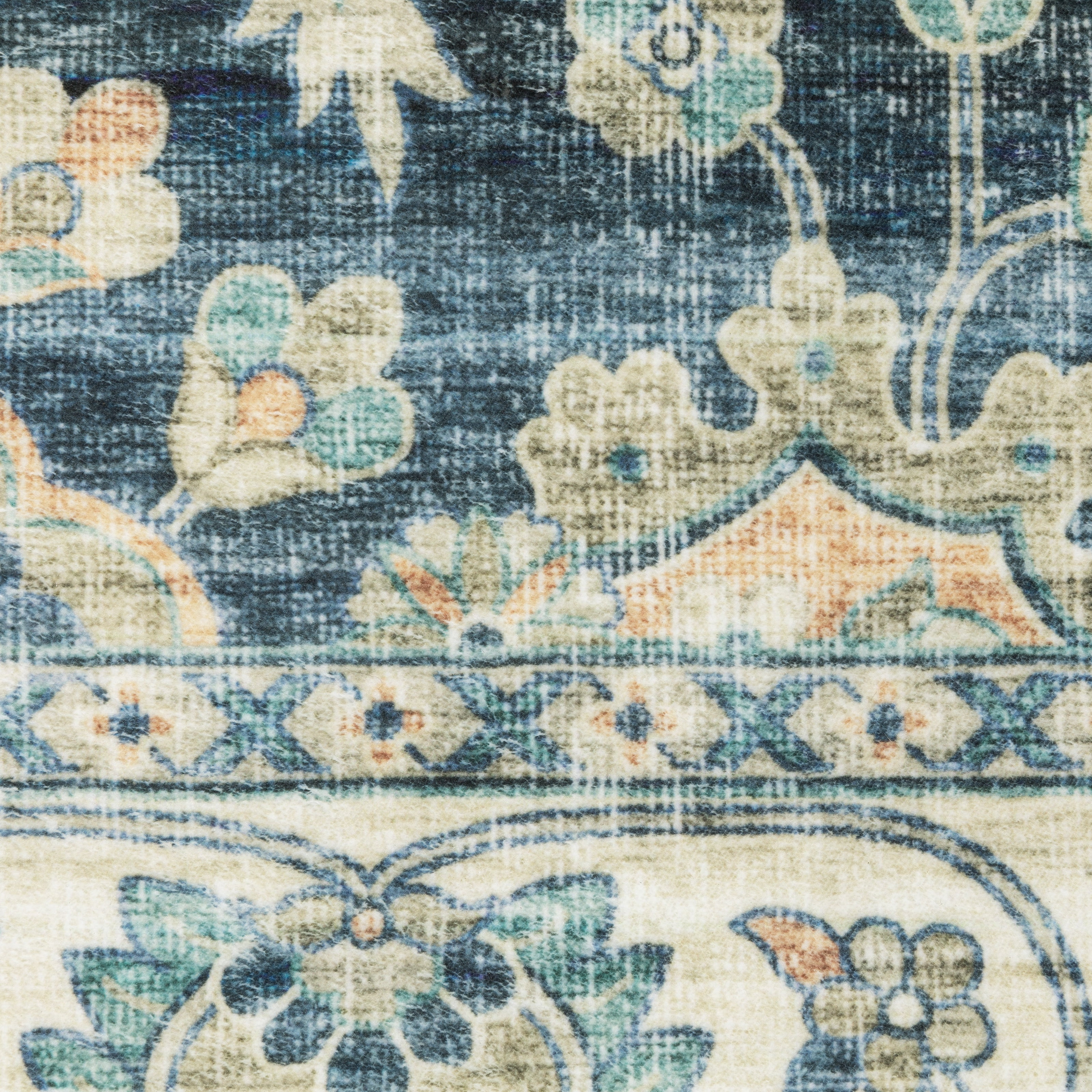 Avalon Home Sebastian Vintage Bordered Blue/ Ivory Washable Indoor Area Rug
