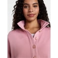thumbnail image 4 of Time and Tru Women's Quarter Button Fleece Top with Long Sleeves, Size XS-XXXL, 4 of 5