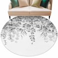 thumbnail image 2 of Round Area Rug 5ft,Watercolor Gray Eucalyptus Leaves Washable Carpet Non-Slip Runner Accent Rugs Indoor Floor Mat for Bedroom Living Room Decor,Pastoral Botanical Leaf on White, 2 of 9