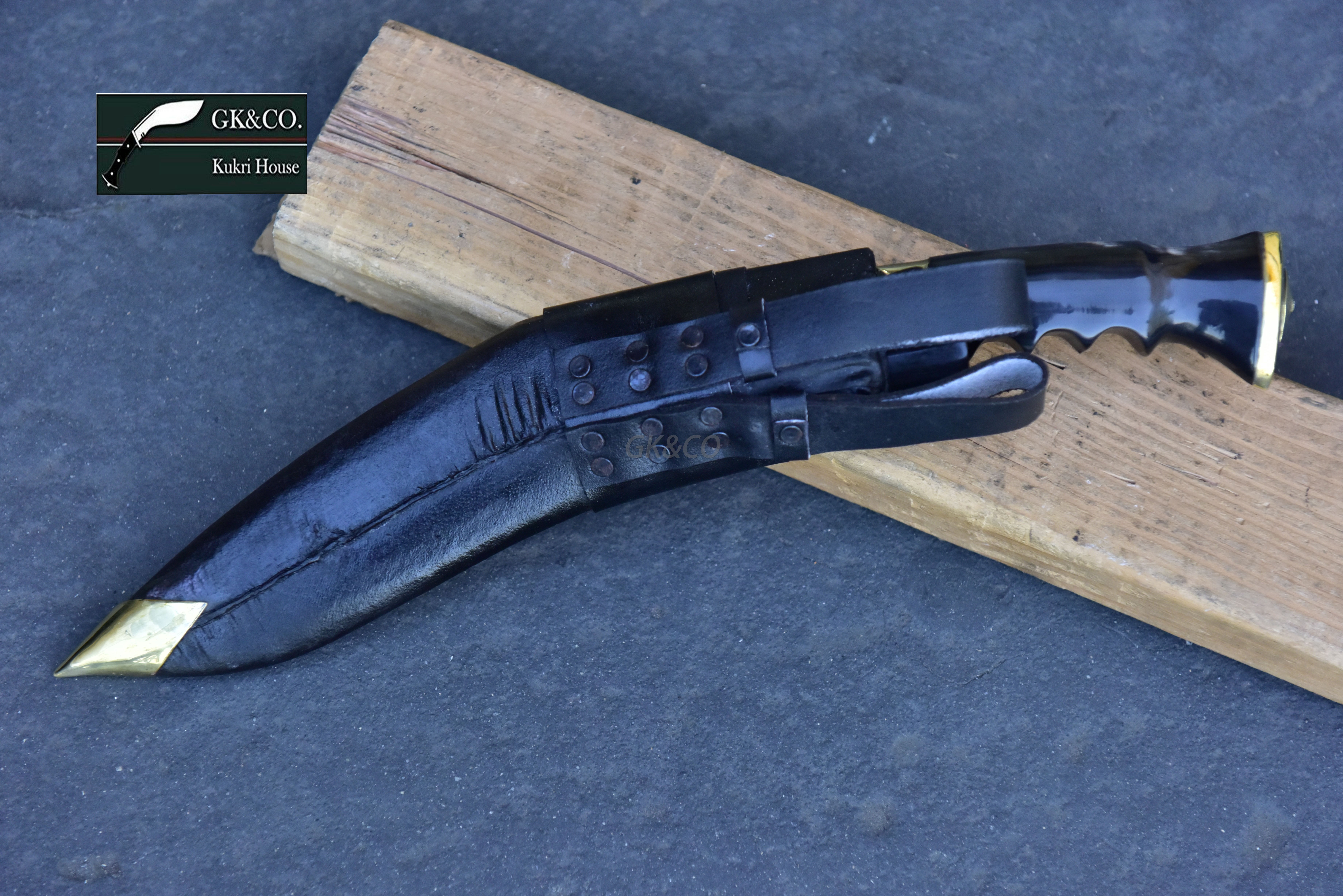 10  inches Blade Genuine Kukri/Khukuri -Service No.1 Highly Polished Knife - Gripper Horn Handle - Handmade in Nepal by GK&CO. Kukri House.