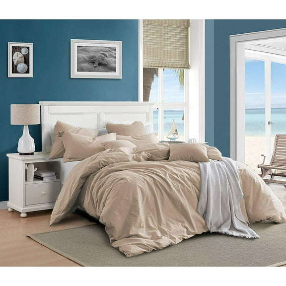 Swift Home Ensemble de housse de couette uni prélavé 100 % coton