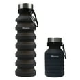 thumbnail image 2 of BEQU 550ml/18 Fl Oz Collapsible Silicone Water Bottle, Reusable, BPA Free, Dishwasher-Safe, Portable, Leak Proof, Use for Home Office Sports Travel Gym Camping Hiking (2PK Black-Orange), 2 of 8