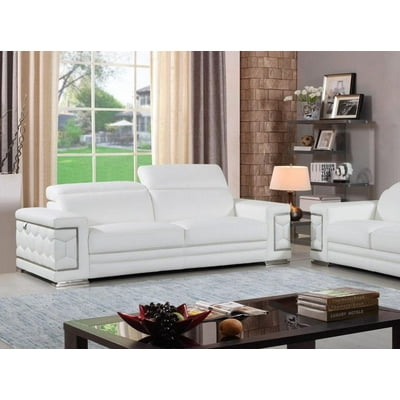 Global furniture 692 contemporary white genuine italian leather sofa deals