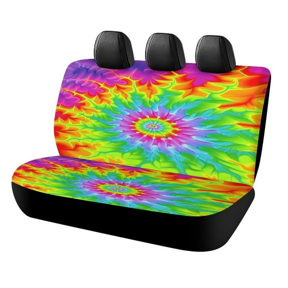 Colorful Swirls Tie-dye Print Car Accessories Car Rear Seat Covers Fashion Auto Back Seat Protector Decoration Universal Auto Interior