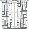 thumbnail image 5 of Beige Striped Kitchen Curtains, Midnight Blue Geometric Simple Retro 3-Piece Kitchen Curtain Valance and Tiers Set 36 Inch Length, Rod Pocket Half Window Curtains for Cafe Living Room Bathroom, 5 of 5