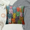 thumbnail image 2 of COMIO  Throw Pillow Cover Lovely Multicolor Cartoon Cats Decorative Throw Pillow Case Square Home Couch Bed Pillowcase, 2 of 5