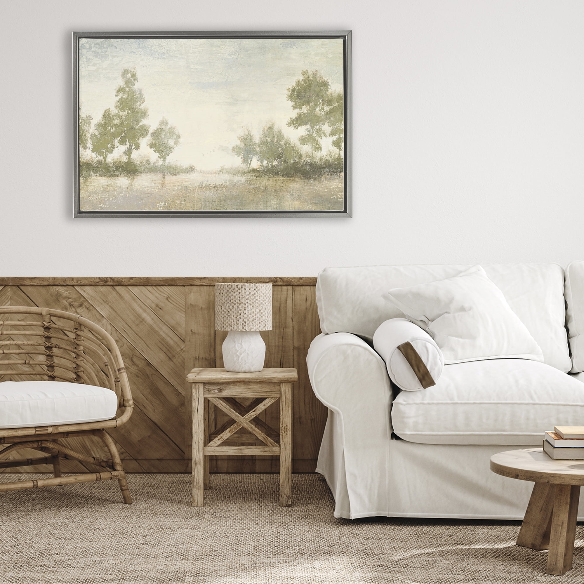 Stupell Industries Forest Light Distant Valley Gray Framed Floater Canvas Wall Art, design by Michael Marcon