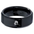 thumbnail image 2 of Tungsten Alaska The Last Frontier State Mountain Band Ring 8mm Men Women Comfort Fit Black Beveled Edge Polished, 2 of 4