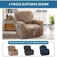 thumbnail image 2 of H.VERSAILTEX Split 4-Panel Velvet Recliner Chair Cover, High Stretch Non-Slip Washable Recliner Slipcover for Living Room, Camel, 2 of 5