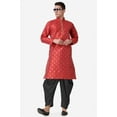 thumbnail image 7 of Royal Kurta Elegant Maroon Jacquard Silk Printed Long Kurta and Black Salwar for Men, 7 of 7