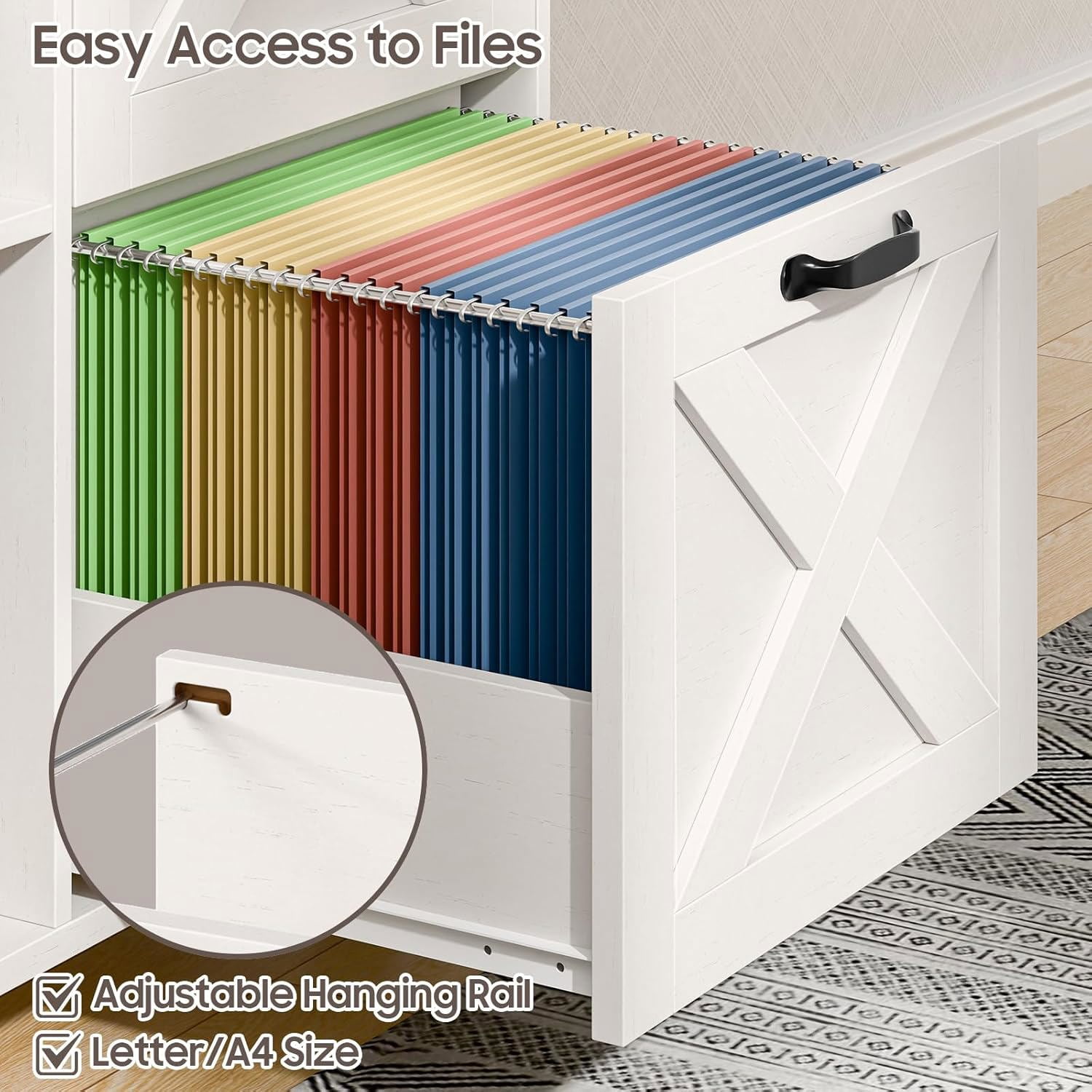 Vabches 2 Drawer Lateral File Cabinet,Mobile Wood office Cabinet for Home Office,Printer Stand with Open Storage Shelves.