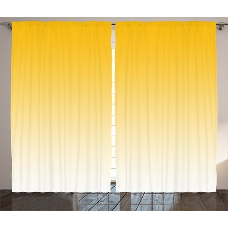 Yellow Living Room Curtains Ombre Curtains 2 Panels Set, Summer Love on the Beach Theme Inspired for Yellow Lovers Modern Ombre Art Design, Window Drapes for Living Room Bedroom, 108W X 84L Inches, Light Yellow, by Ambesonne ()