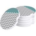 thumbnail image 1 of RYLABLUE Geometric Aqua Green Abstract Herringbone Pattern Set of 2 Car Coaster for Drinks, Absorbent Ceramic Stone Coasters Cup Mat with Cork Base for Home Kitchen Room Coffee Table Bar Decor, 1 of 5
