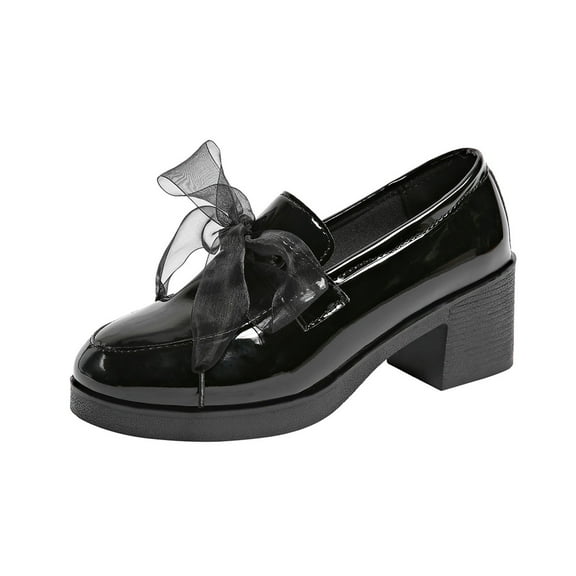 Women's Fashion PU Leather Bow Solid Color Casual Shoes Temperament A Slip On Shoes Casual Shoes Women's Patent Leather Slip-On Penny Loafers Flats Bow Slip-On Stylish Loafers Dress Shoes