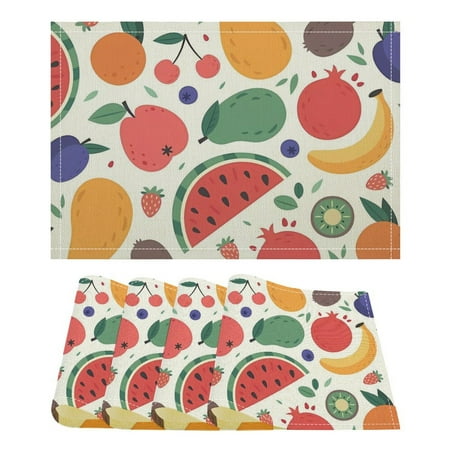 

JINMUZAO Fruit Print Placemats Easy-to-Clean Placemats Place Setting Washable & Durable Table Placemats for Christmas and Halloween Decoration Indoor/Outdoor Use Table Mats