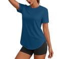 thumbnail image 1 of Uootdi T-Shirts Décontractés pour Femmes Col Rond Manches Courtes Ourlet Arrondi Hauts Coupe Ample Légers Confortables Chandails pour Usage Quotidien Cadeau, 1 of 8