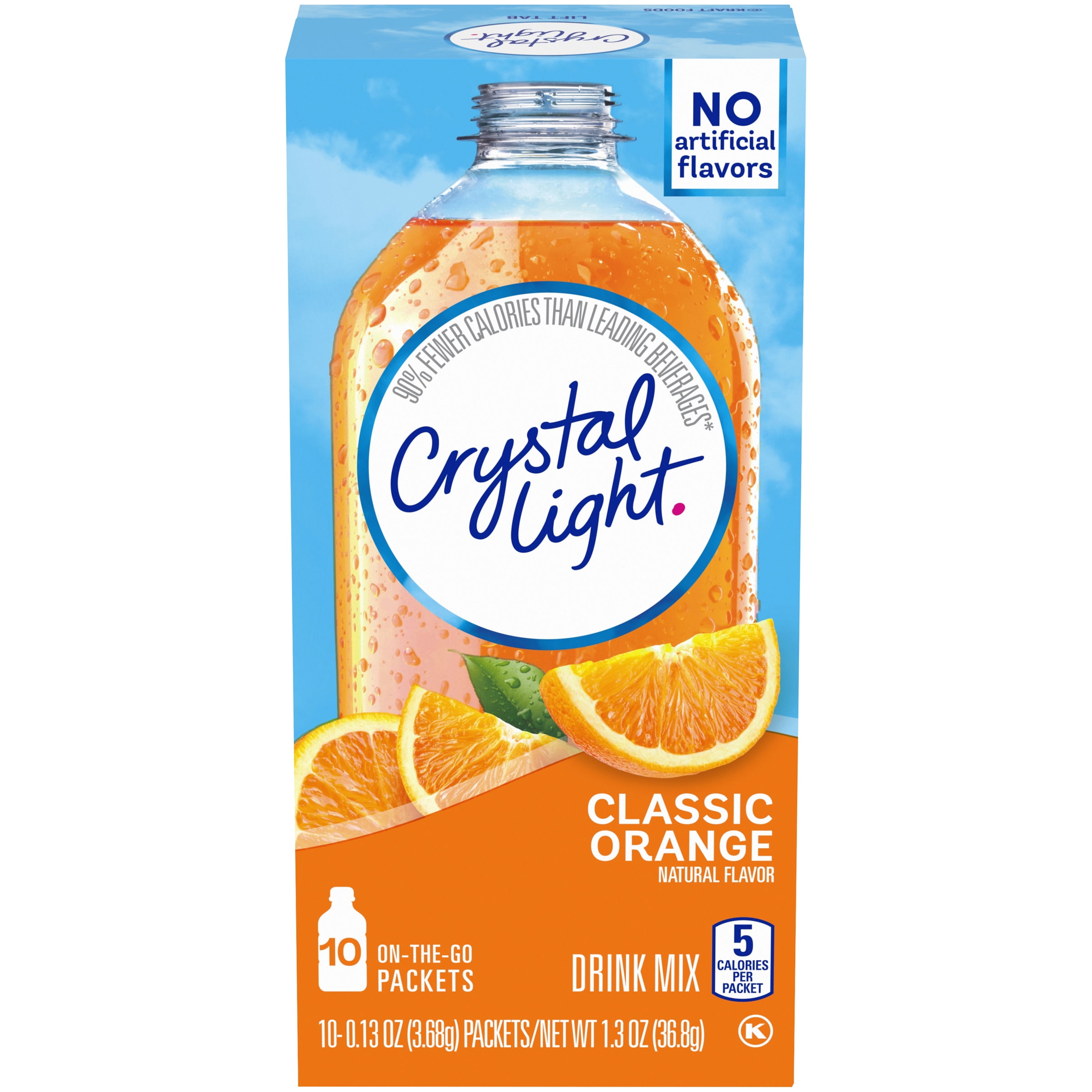 Crystal Light Classic Orange Naturally Flavored Powdered Drink Mix, 10 ct OntheGoPackets