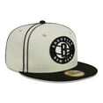thumbnail image 3 of Men's New Era Cream/Black Brooklyn Nets Piping 2-Tone 59FIFTY Fitted Hat, 3 of 6