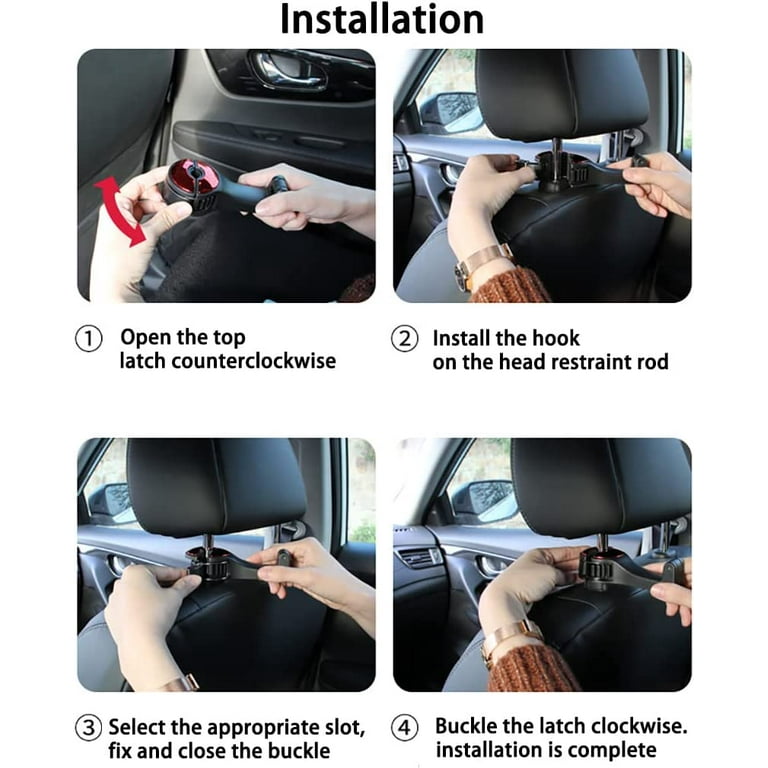 2 Pack Car Headrest Hook with Phone Holder, 2 in 1 Car Vehicle