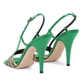 thumbnail image 3 of YDN Women Open Toe Thin Strap Buckled Sandals Solid Color Stiletto High Heels Chic Party Date Shoes Size 16 Green, 3 of 4