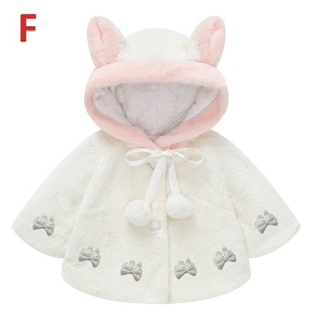 

Verugu Toddler Baby Girls Boys Winter Coat Thicken Warm Jackets Baby Hooded Snow Outwear Coat Kids Solid Color Plush Cute Rabbit Ears Winter Hoodie Thick Coat Cloak White 12-18 Months